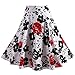 Fancyqube(TM Women Pleated Vintage Skirts Floral Print Midi Skirt Red Large