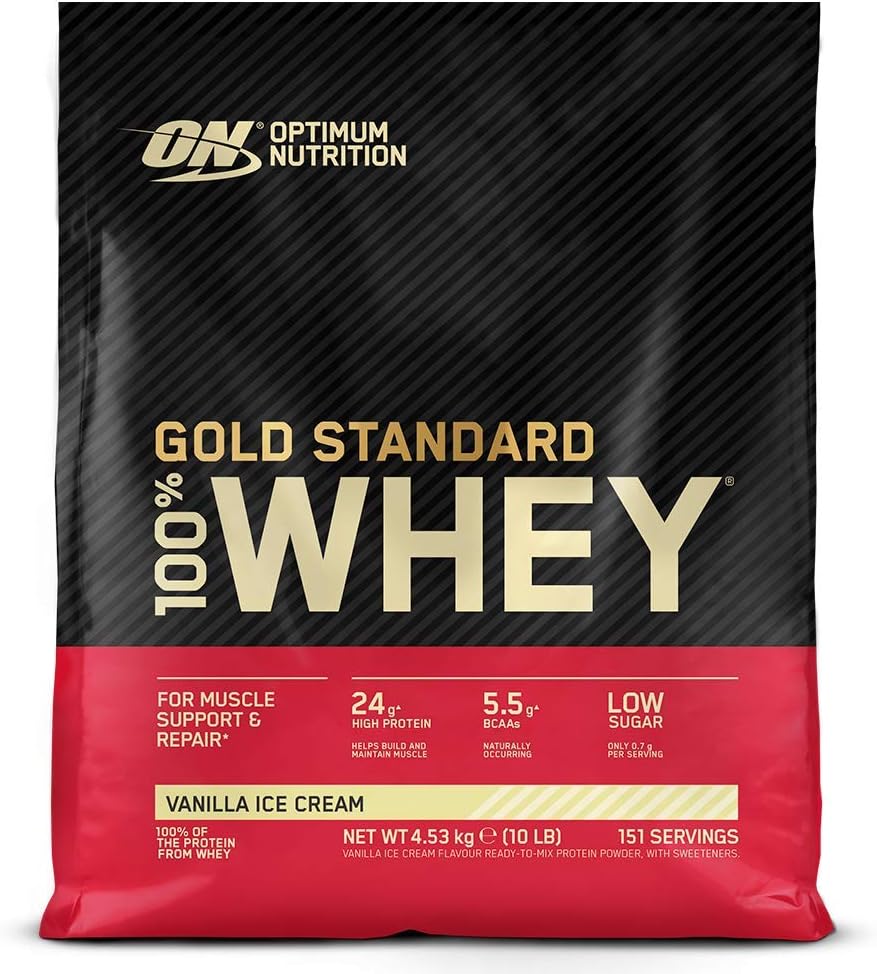 Optimum Nutrition Gold Standard 100% Whey Muscle Building and Recovery Protein Powder with Naturally Occurring Glutamine and BCAA Amino Acids