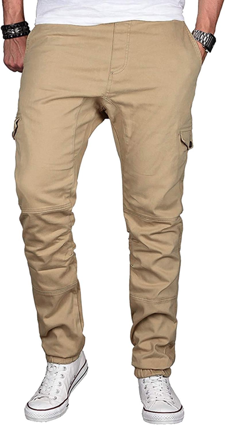 Hiistandd Men's Casual Pants Slim Fit Cargo Trousers Jogger Chino