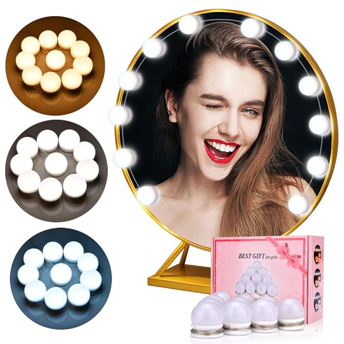 LED Spiegelleuchte, Basein Hollywood Stil LED Spiegellampe Schminklicht, 10 LEDs Make Up Licht Mit 3 Licht Modus und 10 Dimmb