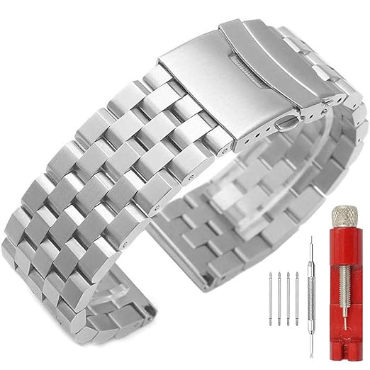 Amazon 5行 時計バンド 22mm 腕時計 ベルト 時計 シルバー 時計