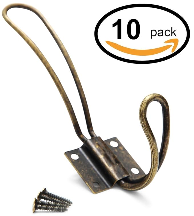 Rustic Wall Hooks - Bronze Mounted Coat Rack Bathroom Towel Hanger Vintage Entryway Organizer Hanging Wire Hook Farmhouse Decorative Holder Heavy Duty Metal Door Storage Closet by Happy Fish Designs