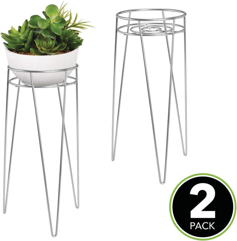 Metal Succulent and Plant Pot Holder Chrome Minimalist Outdoor & Indoor