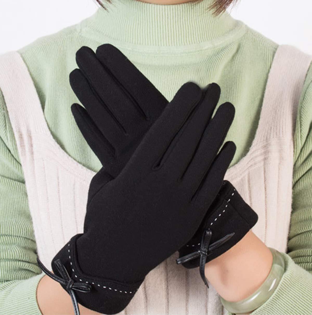 Spikerking Womens Winter Gloves With Touch Screen And Warm Liners,Black