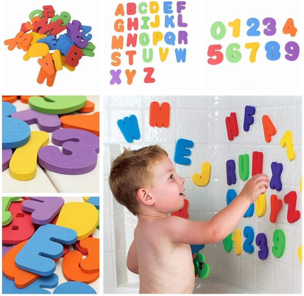 hengbaixin 36PCS Baby Kids Alphabet Number Stick Bath Toy A-Z 0-9 Foam Letters Numbers Bath Tub Puzzle Stick Toy Color Random