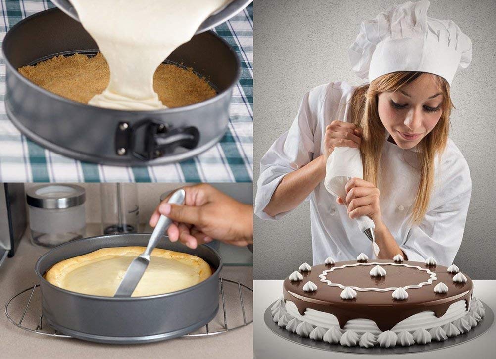 Nonstick Springform Pan Premium Leakproof Carbon Coated Steel Baking Pie Cheese Cake Molds Pan with Quick Release Latch and Removable Bottom (7 inch)