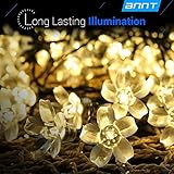 ANNT Warm White Solar Flower Shape String Lights 23ft 7m 50 LED Crystal Lighting Waterproof Lamp Fairy Blossom Flower Garden Holiday Decorative Light Outdoor Indoor Patio Wedding Xmas Tree Party