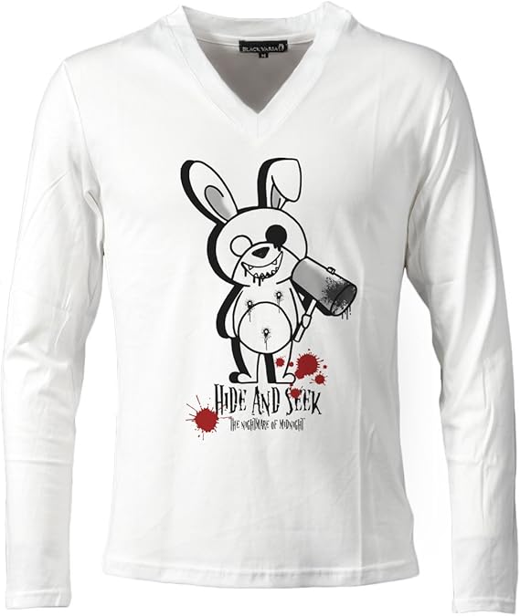 Amazon Tシャツ キラー ウサギ ロゴ プリント Vネック 長袖 Tシャツ メンズ ホワイト白 Ztm0ls Tシャツ カットソー 通販