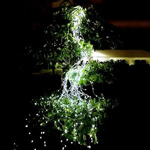 SKYFIRE 2 Pack Solar Powered Twinkle Fairy Lights, 10 Strands 200 LEDs Waterproof Timbo String Lights Decorative Silver Wire Vine Solar Lights for Outdoor, Garden, Christmas Tree
