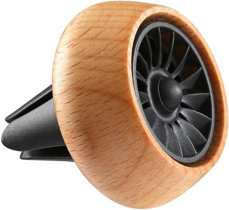 HYU AUTO Car Air Freshener Vent Clip - Car Fragrance Diffuser Vent Clip Wooden Car Aromatherapy Essential Oil Diffuser Air Purifier with 3 Refill Oil Pads (Beech) (Beech)