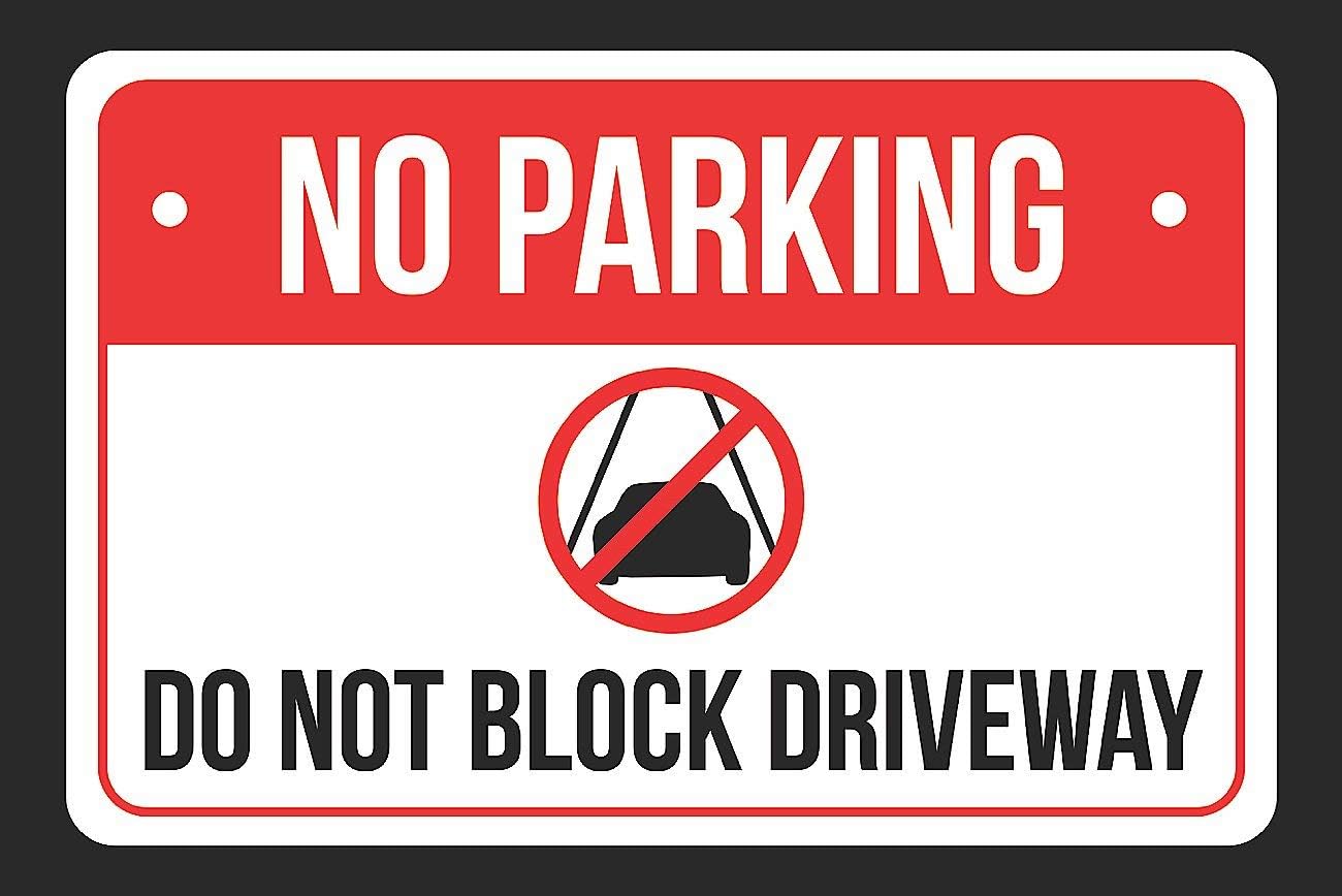 No Parking Do Not Block Driveway Print Red, White and