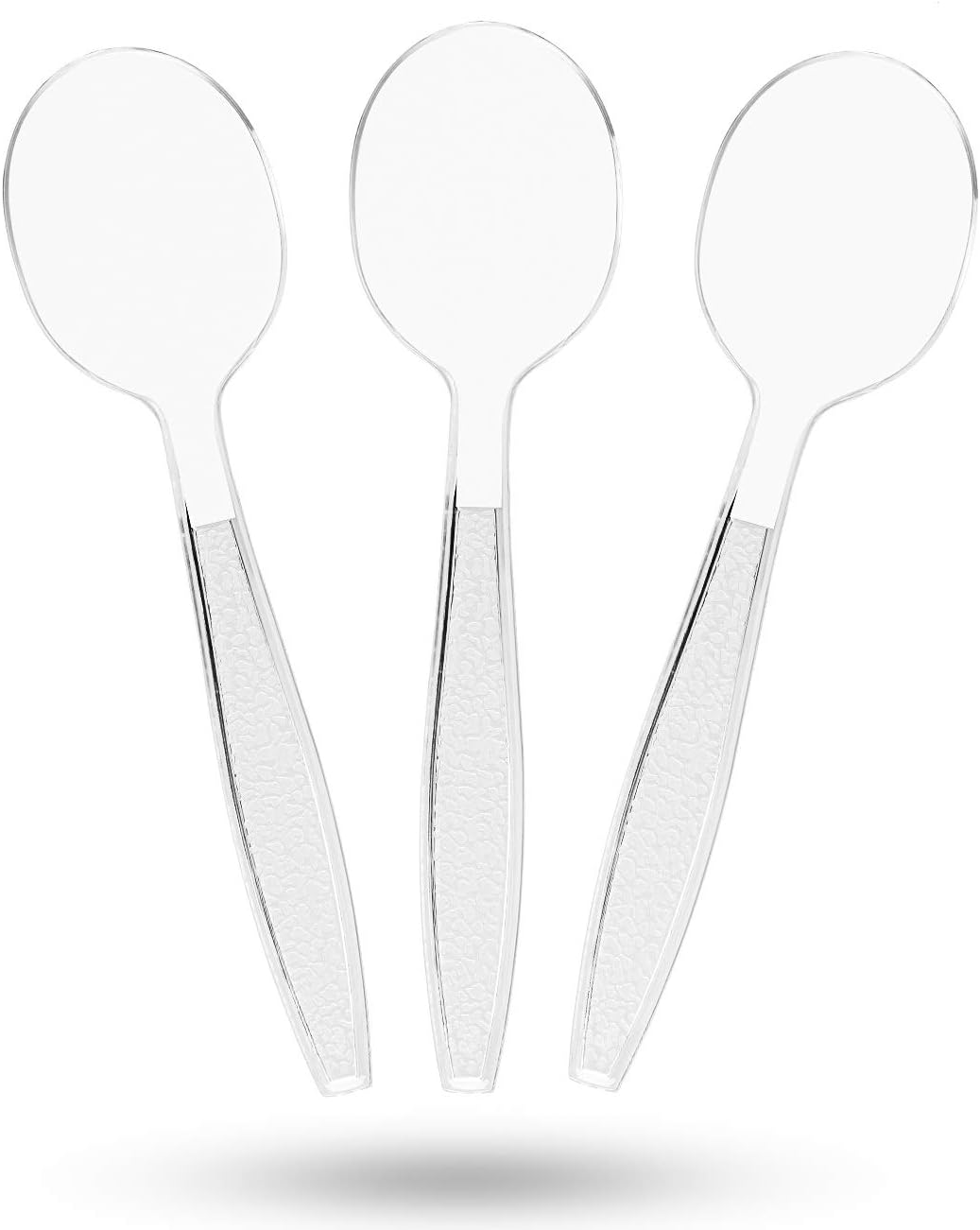 TashiBox Plastic Soup Spoons, 66 sets,spoons disposable Clear, Heavyweight Cutlery: Kitchen & Dining