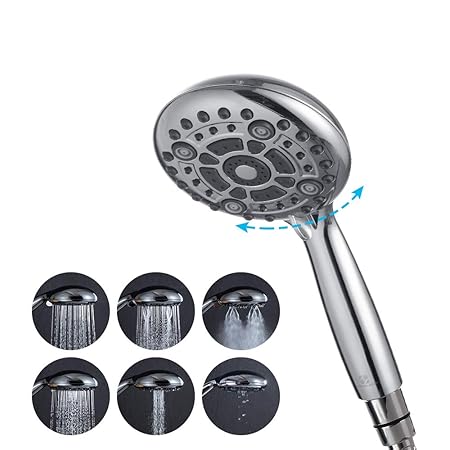 Homelody Universal Duschkopf Handbrause mit 6 Strahlarten Duschbrause Chrom Hochdruck Massagebrause