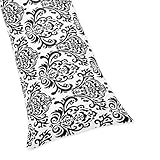 Damask Full Length Double Zippered Body Pillow Cover for Black and White Isabella Bedding Set