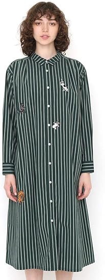 Amazon グラニフ Graniph コラボレーション シャツ ワンピース 猫かるた絵 石黒亜矢子 カーキ レディース Lady F G109 G112 ワンピース チュニック 通販