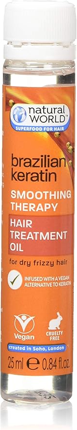 natural world brazilian keratin smoothing therapy hair treatment oil 100ml