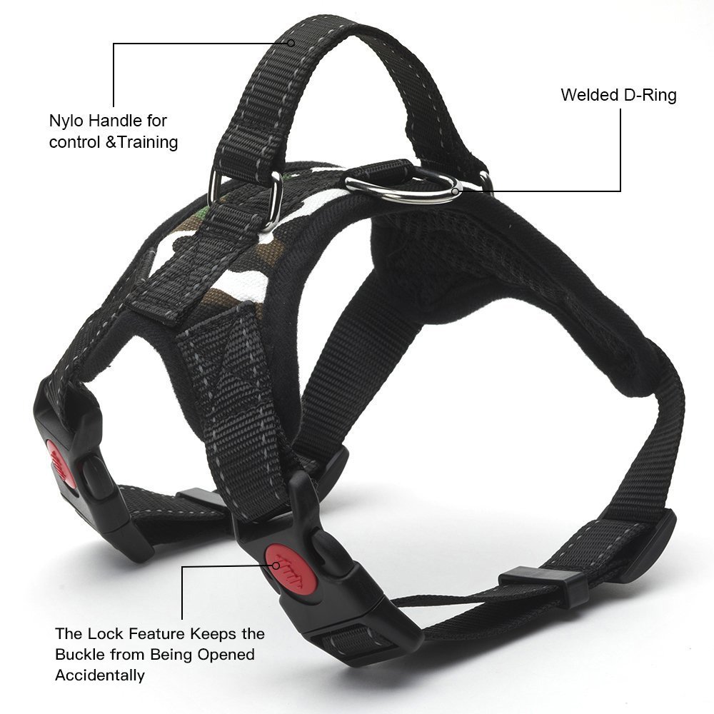 No Pull Dog Harness Vest - Menyda Adjustable Reflective Dog Harness With Handle (S-Camouflage)