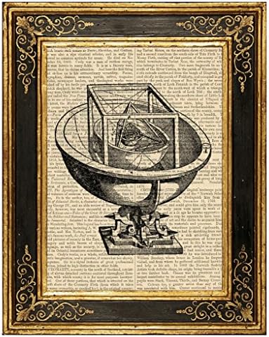 Dreamery Studio, Kepler's Platonic Solid Model #1 Art Print on Upcycled Antique Book Page, 8x10.5