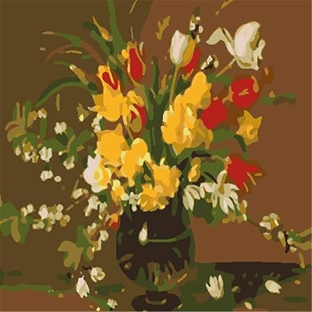 Amazon Co Jp 数字 油絵 数字キット Diy 数字油絵 塗り絵 大人 子ども 数字キット塗り絵 手塗り デジタル油絵 花の油絵 40 50cm フレームレス おもちゃ