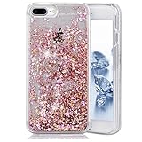 TPU cute iPhone 7 Case, iPhone 7 Liquid Glitter Case,Casesay 3D Creative Design Shiny Quicksand Flowing Bling Glitter Sparkle Heart Clear Hard Cases for iPhone 7 (Pink Diamonds)