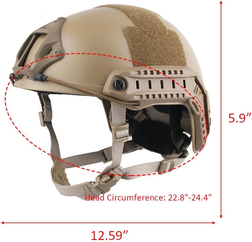EMERSONGEAR Tactical Adjustable Fast Helmet, MH Style Helmet with Side Rails and NVG Mount, Fast MICH Ballistic Helmet for Airsoft Paintball Hunting Shooting Outdoor Sports (Coyote Brown) : Sports & Outdoors