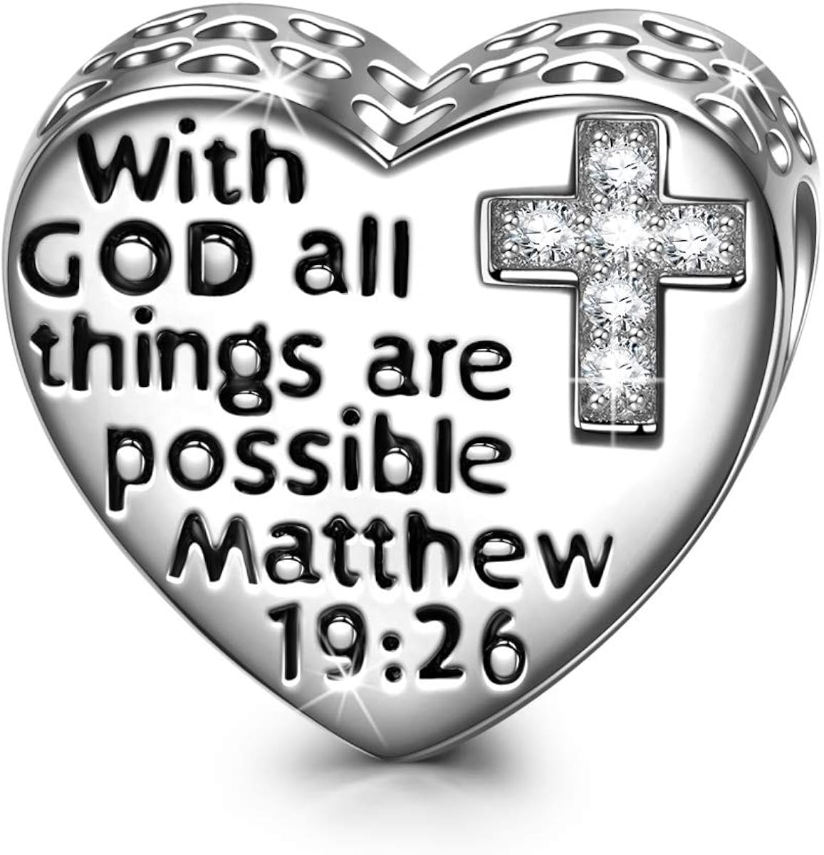 Amazon Com Ninaqueen Religious Cross 925 Sterling Silver Charms With God All Things Are Possible Beads Charms For Pandora Charm Bracelets Necklace Prayer Love Heart Shape Mothers Day Gifts Charms For Mom Clothing