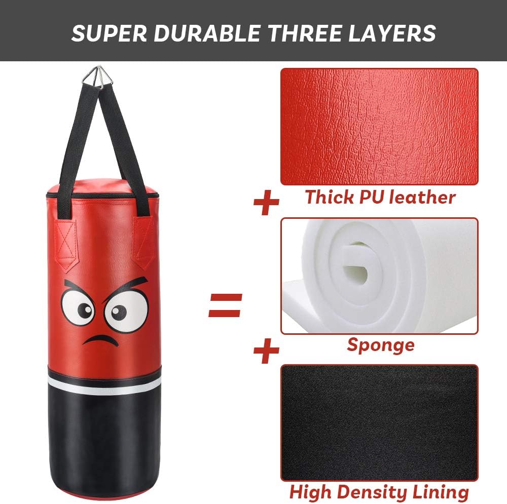figolo Punching Bag for Kids Man Women, UNFILLED Set Kick Boxing Heavy Punching Bags MMA Training for Kickboxing, and Muay Thai : Sports & Outdoors