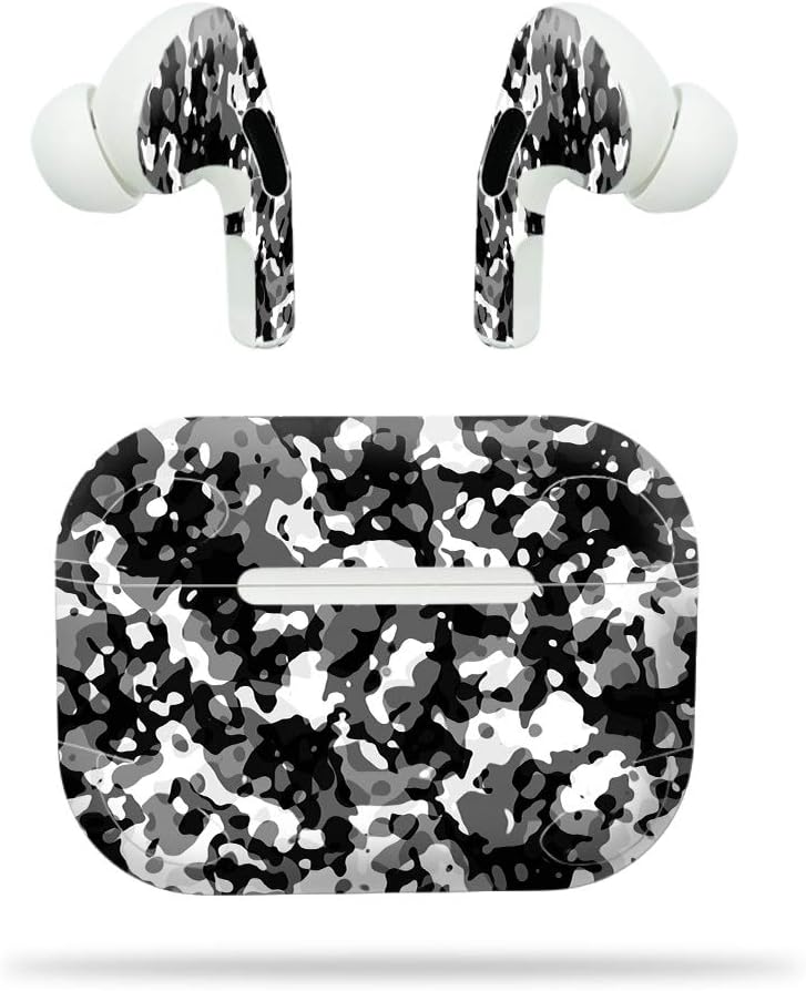 MightySkins Skin Compatible with Apple AirPods Pro - Black Modern Camo | Protective, Durable, and Unique Vinyl Decal wrap Cover | Easy to Apply, Remove, and Change Styles | Made in The USA