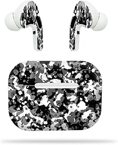 MightySkins Skin Compatible with Apple AirPods Pro - Black Modern Camo | Protective, Durable, and Unique Vinyl Decal wrap Cover | Easy to Apply, Remove, and Change Styles | Made in The USA