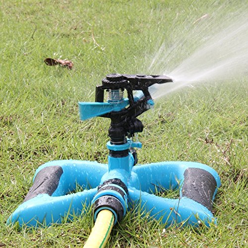 TOLOCO Garden Sprinkler,360° Automatic Rotating Portable Lawn Sprinkler