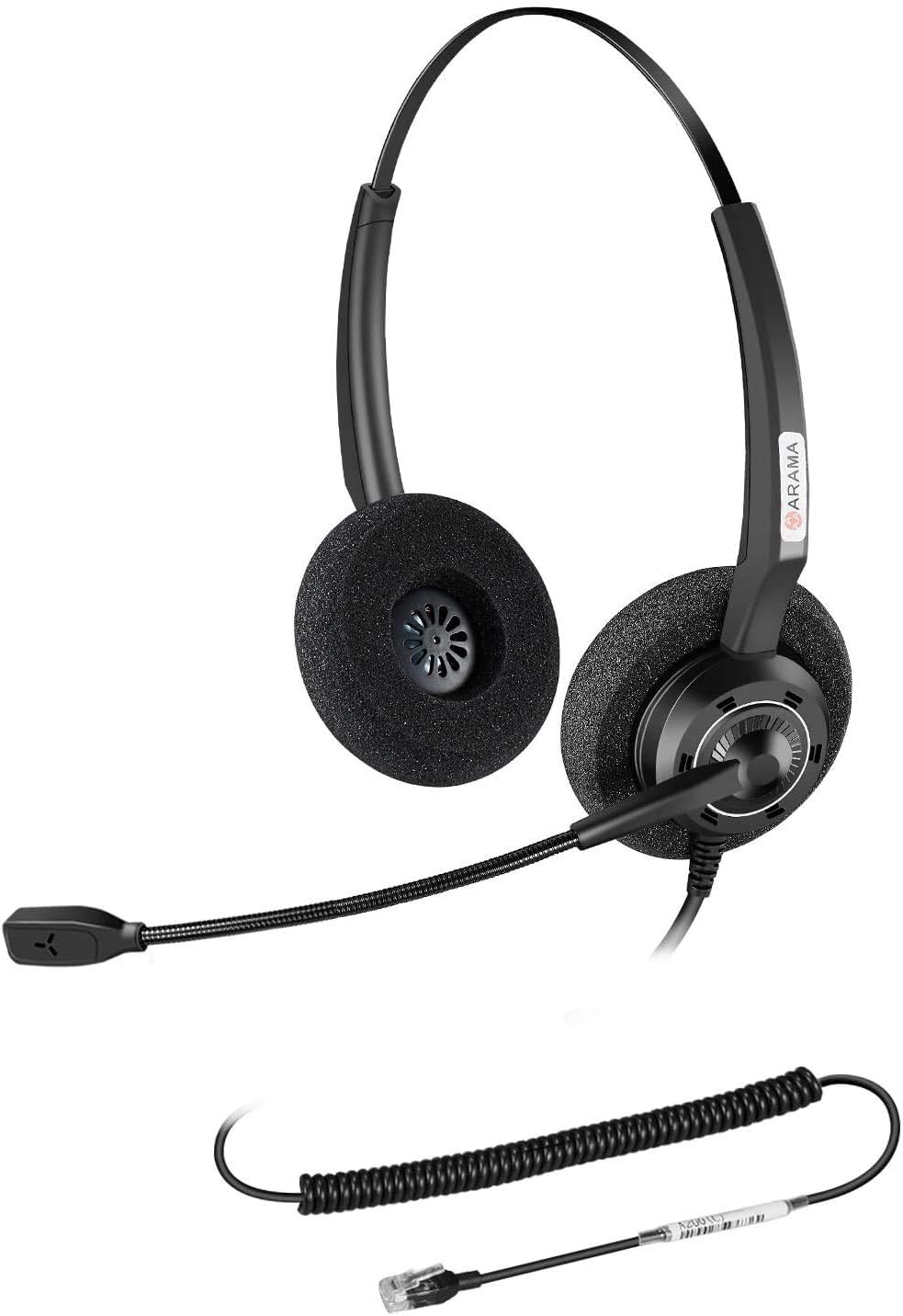 Corded Telephone Headset Dual w/Pro Noise Canceling Mic RJ9 Headset for