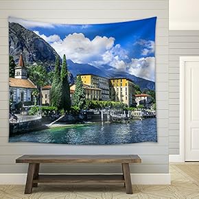 Scenery of Lago di Como, Cadenabbia. Italy - Fabric Wall Tapestry Home Decor - 51x60 inches