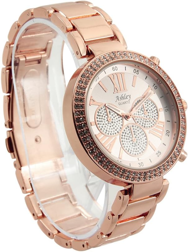 Ladies Stunning Rhinestone Pave' Rose Gold Tone Watch - 8539XII Rose Gold