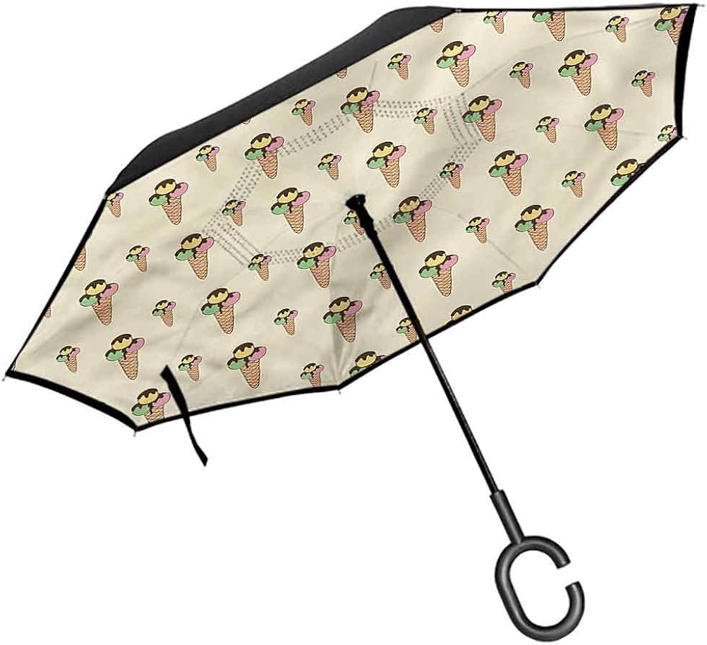ScottDecor Ice Cream Car Reverse Umbrella Creamy Chocolate