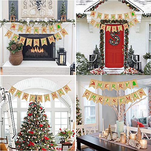 Christmas Banner Pack Of 2 Merry Christmas Burlap Banners