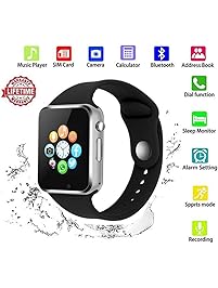 Smart Watch Android,HongTu Bluetooth Smart Watch Touchscreen with Camera Pedometer SIM TF Card Slot for LG XiaoMi Huawei Samsung iOS for Mens Women (Black)