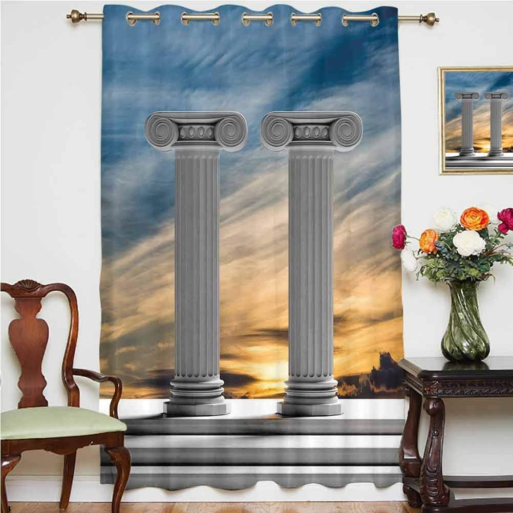 Pillar Decor Blackout Curtain Two Ancient Marble Pillars at