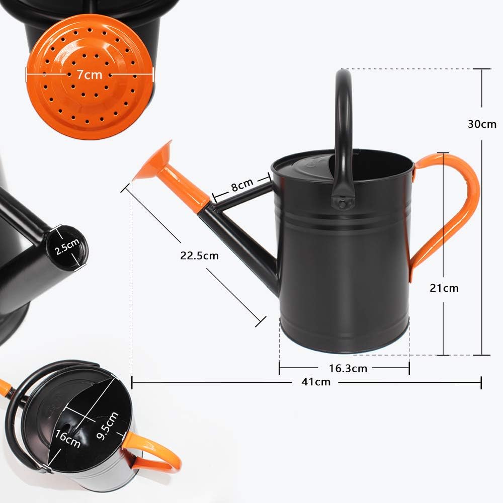 Cesun Metal Watering Can Galvanized Steel Watering Pot with Removable Spray Spout, Movable Upper Handle, Easy to Use for Outdoors Gardening, 1 Gallon-Baked Orange : Garden & Outdoor