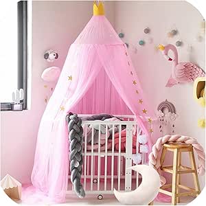 Cortina de cama con forma de cúpula colgada, mosquitero para niñas