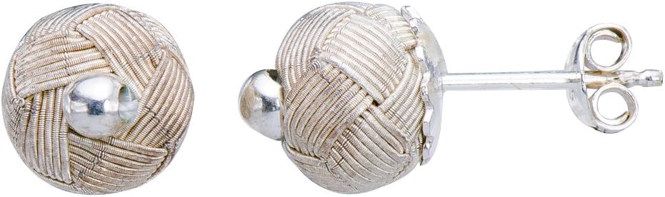 Unique Karen 99% Silver Wire Cable Petite Woven Ball Dangle Post Stud Earrings