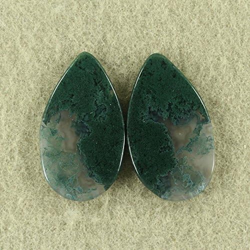 EA18520# 1 Pair Natural Designed Matched Gemstone Moss Agate earrings Cabochons