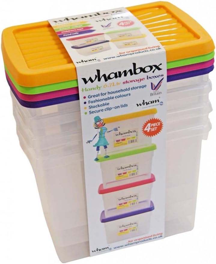 Wham Boxes And Lids 6.7L 4 Assorted Colours Amazon.co.uk DIY & Tools