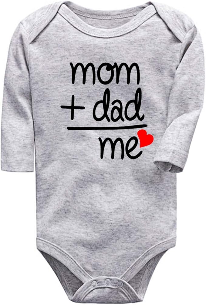 Mom dad Me Newborn Baby boy Clothes Unisex Funny Baby Onesies graylong ...