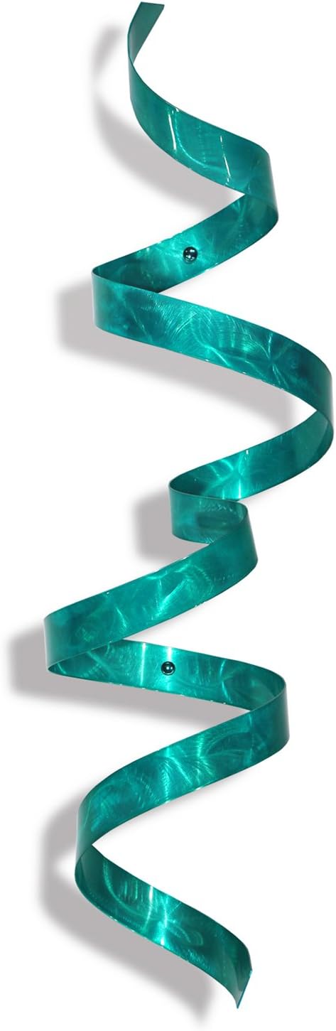Contemporary Metal Wall Sculpture - Modern Handcrafted Abstract Wall Twist Metal Art - Blue Home Accent Wall Decor - Teal Twist by Jon Allen