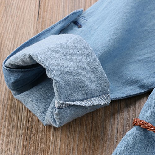 BiggerStore-Fashion-Kids-Toddler-Baby-Girl-HalfLong-Sleeve-Denim-Tunic-Jean-Shirt-Dress-with-Belt-for-Girl-1-5T