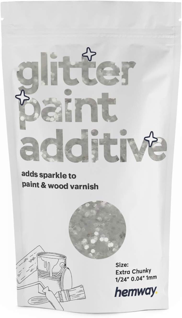 Hemway White Iridescent Glitter Paint Additive Extra Chunky 100g for Adding Sparkle to Paints & Varnish