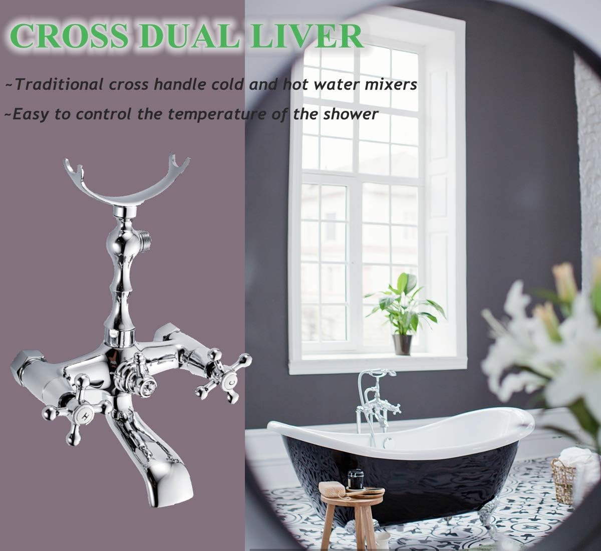 kisimixer Victorian Bath Mixer Taps with Shower, Luxury Brass Deck Mounted Bathroom Shower Mixer ...