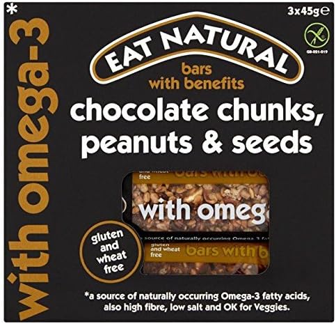 Eat Natural Gluten Free Dark Chocolate, Seeds, Peanuts Bars 3 x 45g