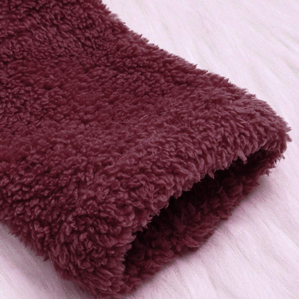 RDTIAN Women\'s Coat Plaid Lapel Open Front Cardigan Sherpa Jacket Wine Red