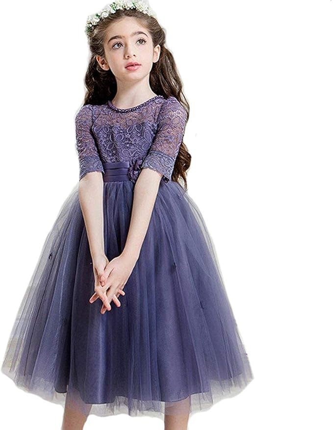 Amazon 子供の発表会のドレス キッズ レースワンピース チュール